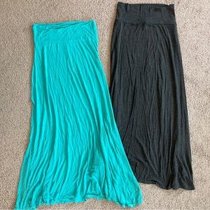 Set of 2 - Womens Maxi Skirts - Gray & Aqua/Teal - Size Large/XL
